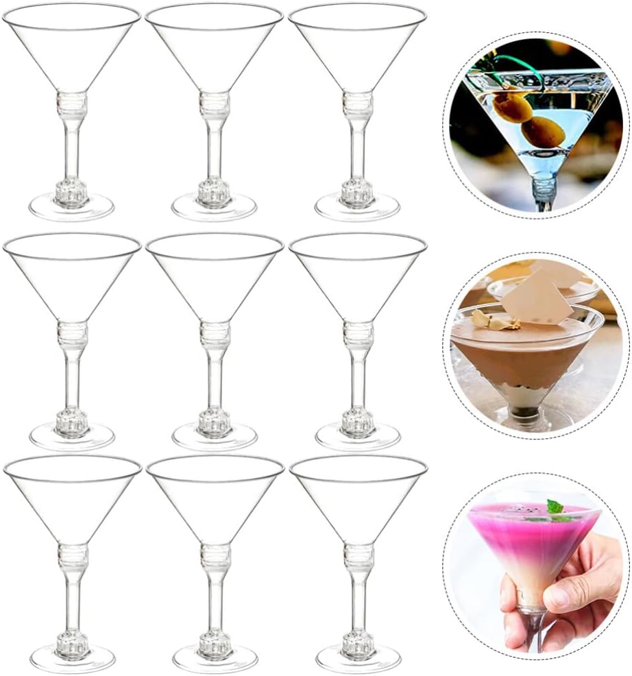 Kichvoe 15Pcs Plastic Glasses Unbreakable Cocktail Cups Plastic Wine Goblets Disposable Cocktail Glasses Party Drinking Goblets for Wedding Festival Party Supplies
