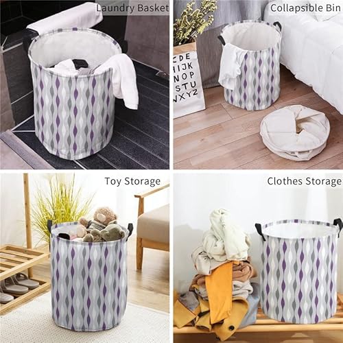 Feer Geometric Stripes Purple Gray Dirty Laundry Basket Foldable Home Organizer Basket Clothing Kids Toy Storage Basket (Color : D, Size : L) #TOP4