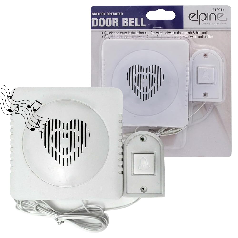 2 X Door Bell Wired Chimes | House Speaker, Easy Fit | Battery Operated | Home | Set of 2 | Quick Set Up | Instant Alert Sound | Heart Design