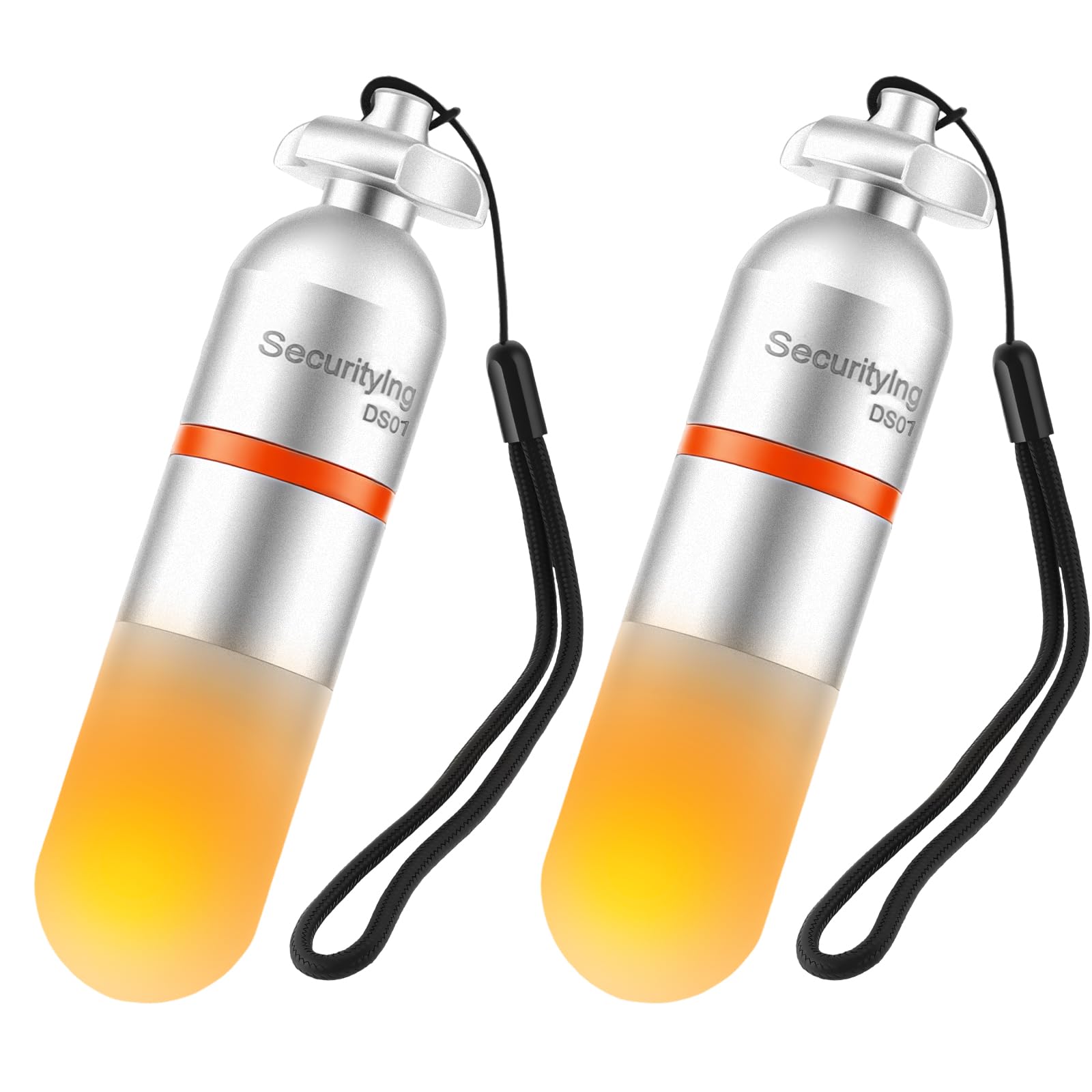 SecurityIng 2Pcs Scuba Dive Strobe Signal Light, Mini Tank Light Night Dive Marker Light, Underwater 150M LED Flashing Safety Light Firefly Beacon Diving Light with AAA Battery - Yellow