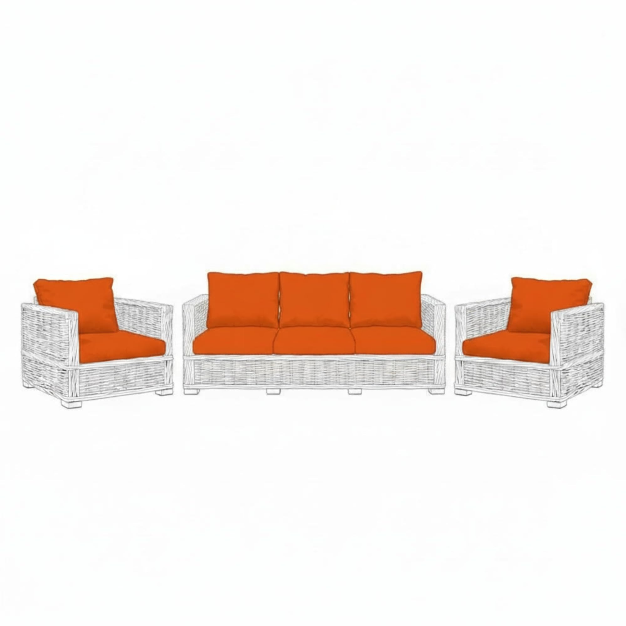 Kosiproducts Replacement Rattan Cushion Seat Cushions Garden Patio Furniture [Orange, 5 Seats + 5 Cushions] - Furntiure Not Included