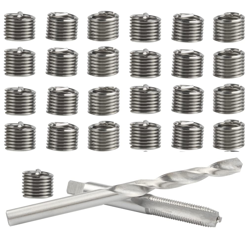 Set di riparazione filettature M6 30 pezzi, set di riparazione filettature, utensile manuale metrico, compatibile, inserto interno a filo, kit elicoidali, manicotto filettato, kit di utensili