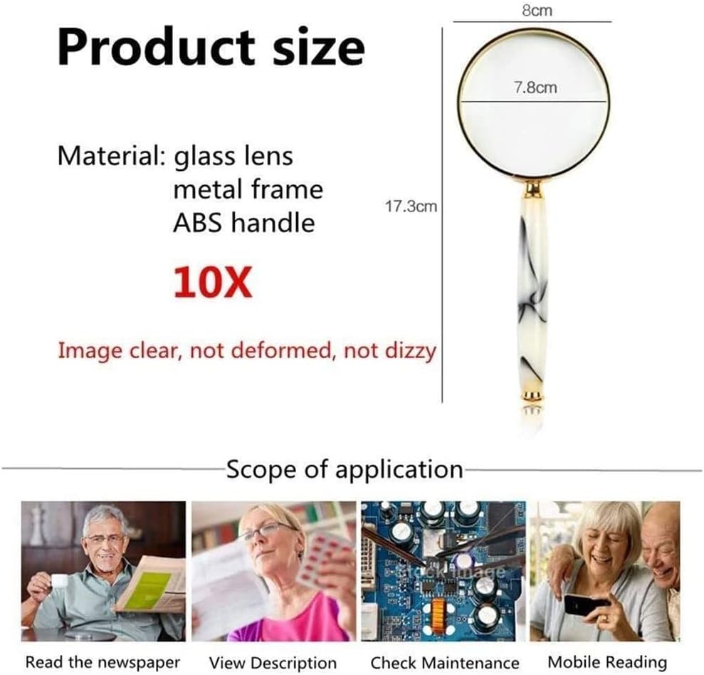Magnifying Glass Magnifier The Elderly Reading 10x Handheld Old Man Reading Maintenance Hd Optical Lens Magnifier Magnifying