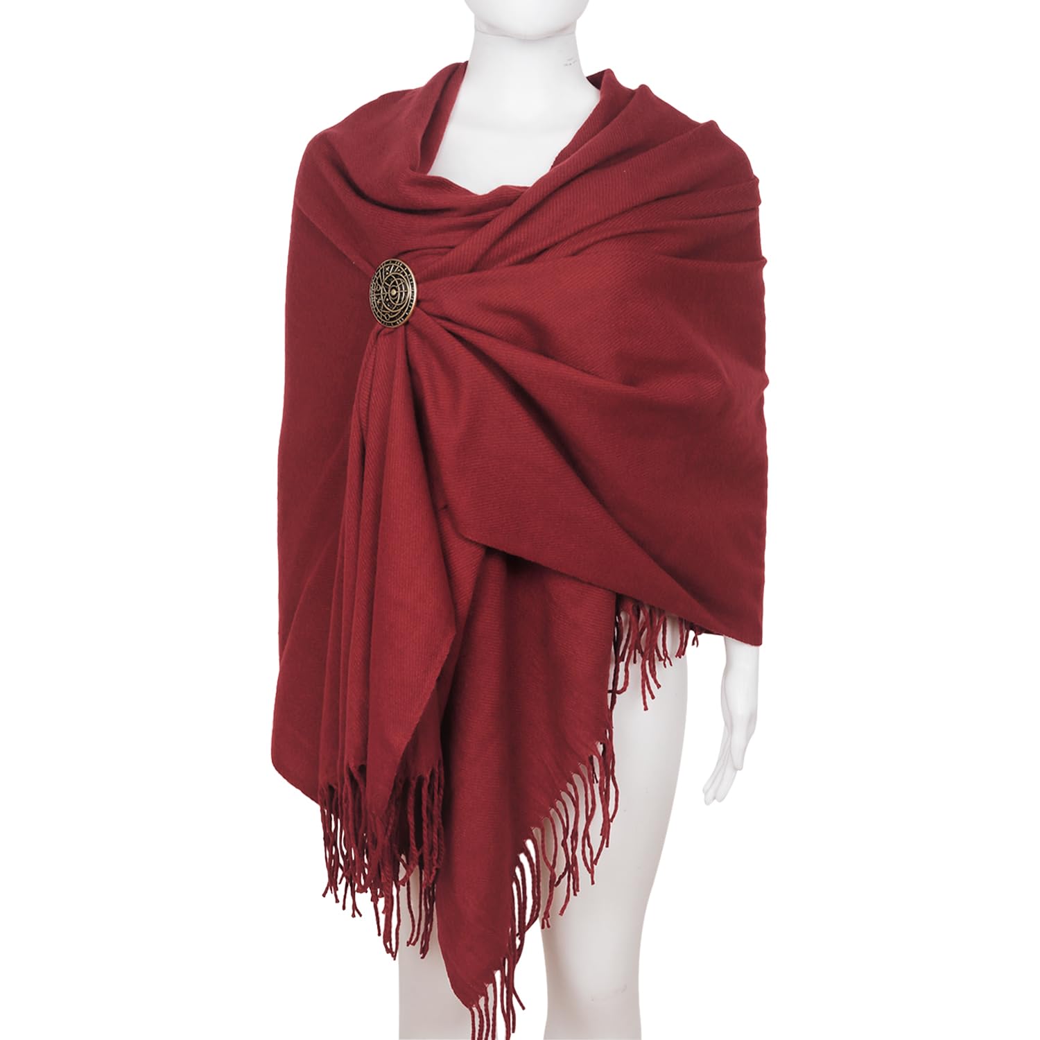 keland Donna Pashmina Scialle Stola in Cachemire Sciarpa Oversize con Spilla