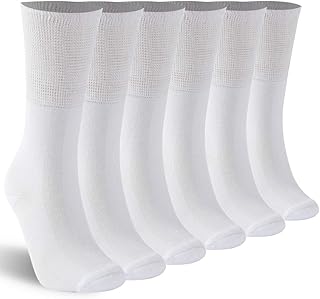 KitNSox Diabetic Crew Socks Mens Womens Cotton Seamless Cushion Non Binding Socks 1/3/6 Pack M/L/XL