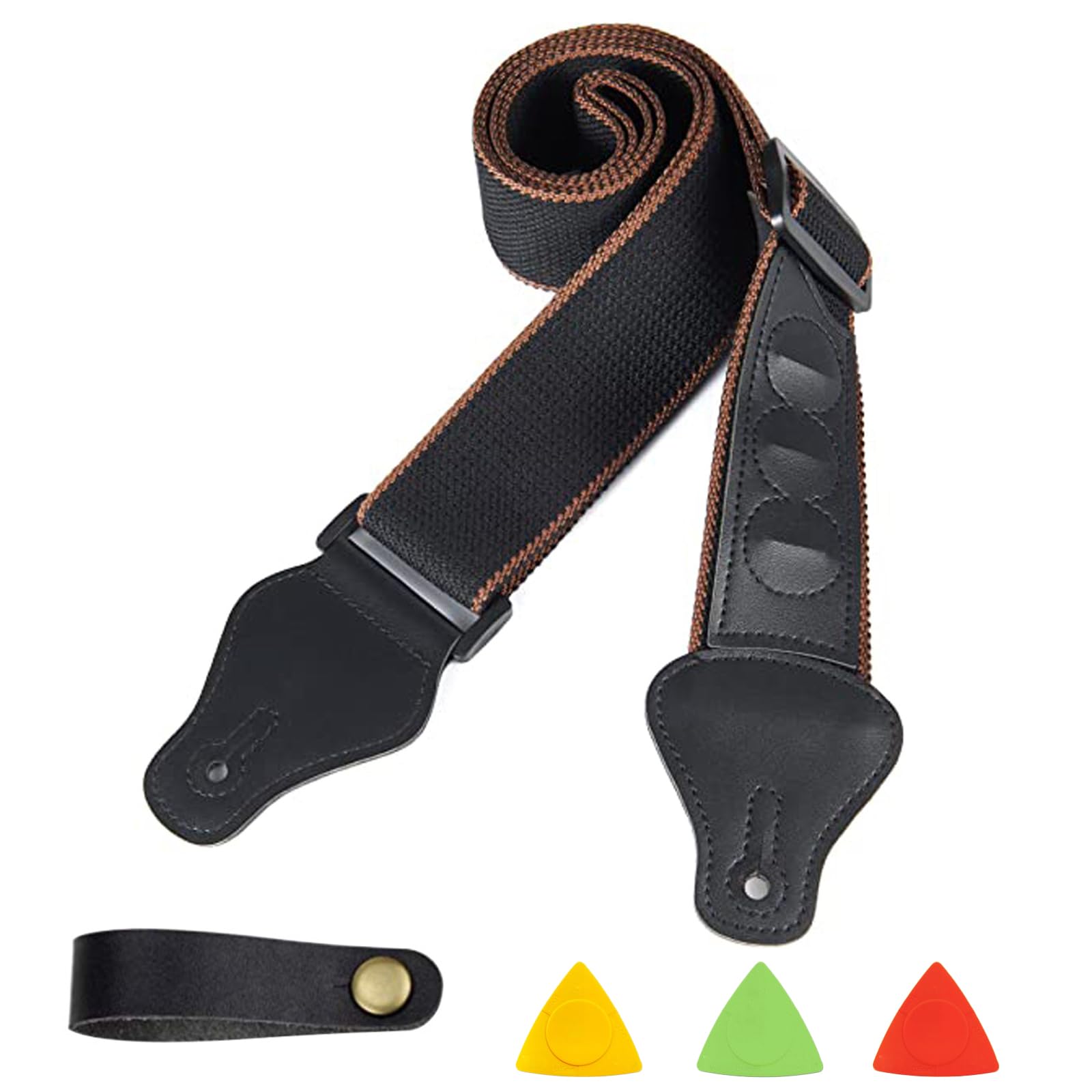 WUDQIJI Guitar Strap, Adjustable Cotton Guitar Strap, Cotton Guitar Strap, Cotton Guitar Straps with 3 Guitar Picks