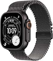 Apple Watch Ultra 3 GPS + Cellular, Caixa em titânio preto de 49 mm com Loop milanesa em titânio preto ‑ P