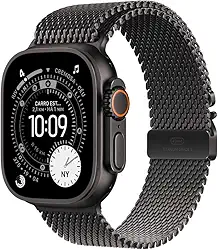 Apple Watch Ultra 3 GPS + Cellular, Caixa em titânio preto de 49 mm com Loop milanesa em titânio preto ‑ G