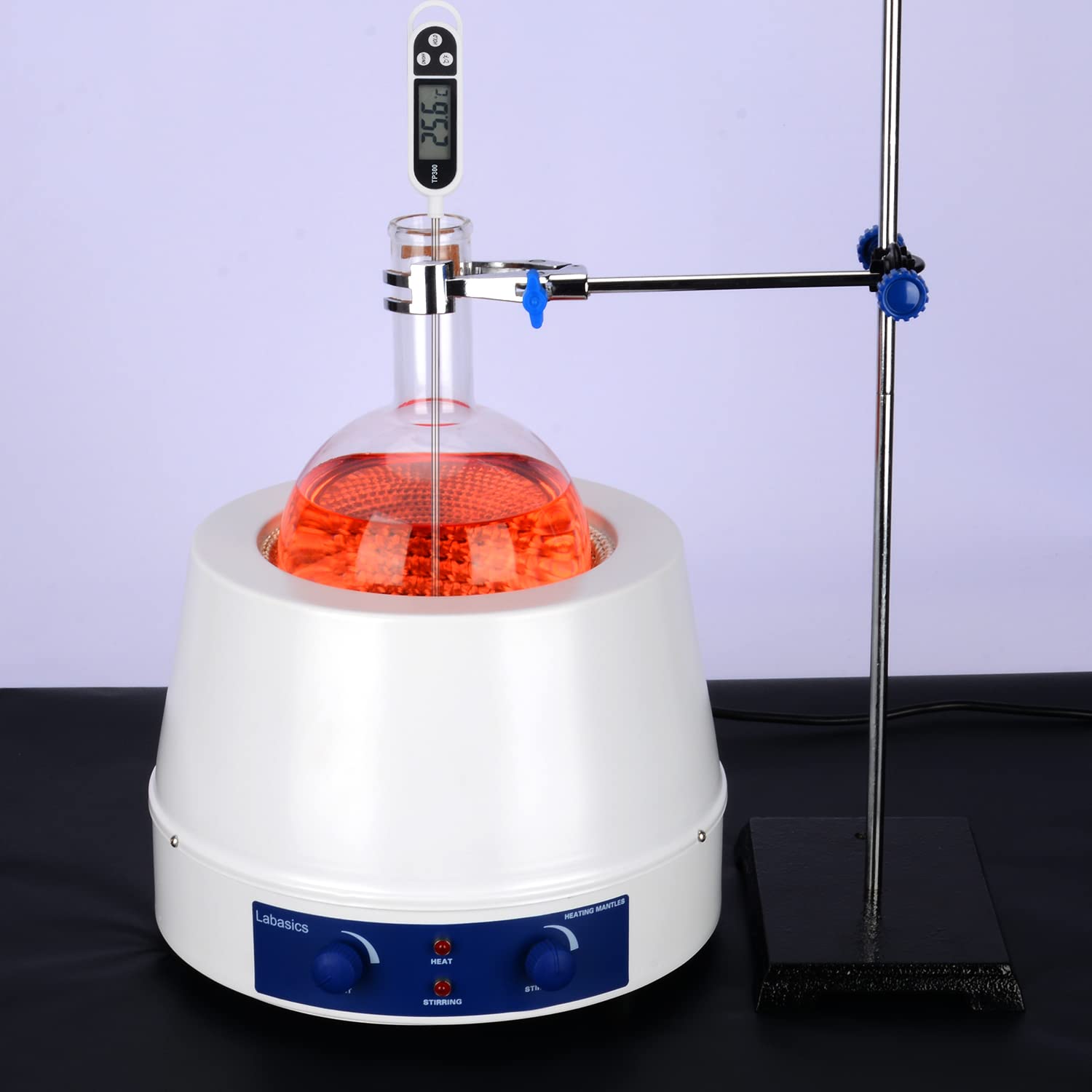 Labasics Heating Mantle, Heating and Stirring Electromantles Electrothermal Lab Heating Mantle with Magnetic Stirrer 0-1600 RPM Temperature Control 110V/380℃ 250W, 2000 ml