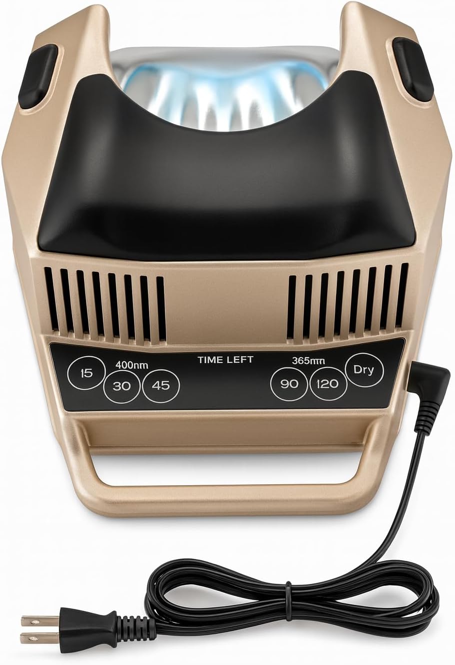 USA?Made All Gels UV LED Nail Lamp – Dual?Light 365nm & 400nm, Removable Stainless?Steel Hand Plate, Silicone Hand Rest, 15/30/45/90/120?Sec Timers, Metal Body