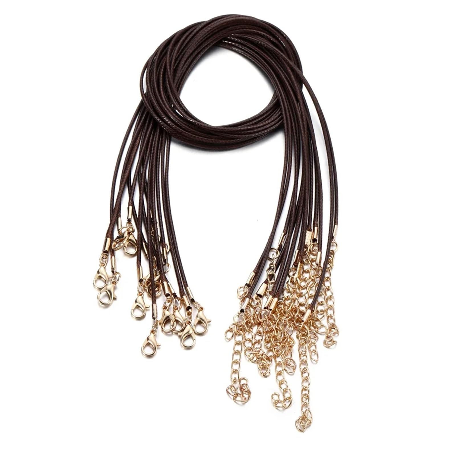 Anenog Brown Leather Necklace Cord With Clasps 100Pcs 1.5Mm Handmade Leather With Lobster Clasp String Cord Adjustable Braided Rope For Diy Necklaces Pendant Charms Findings(Brown)