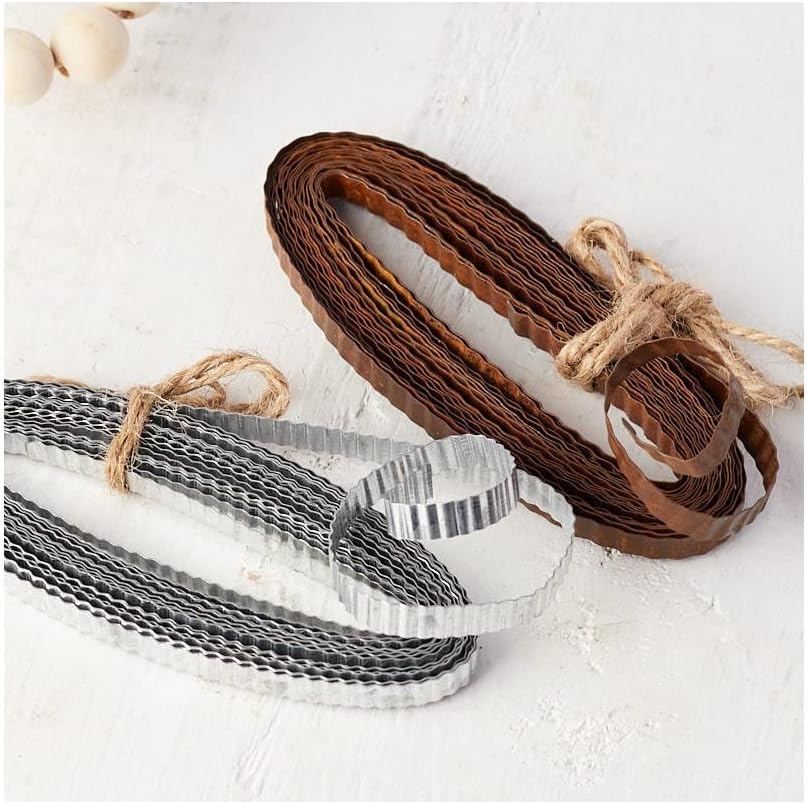 30 Feet of Rusted Tin Fluted and Flexible Corrugated Ribbon for Floral Embellishing, Package Enhancements, and Crafting