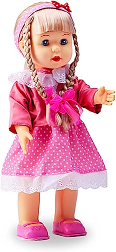 POCO DIVO Muñeca caminando de 17 pulgadas juguete de vinilo interactivo para bebé control sónico niña cantante princesa rubia parlante con ojos