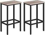 MAHANCRIS Bar Stools, Set of 2 Bar Chairs, 65 cm Tall Counter Bar Stools, Kitchen Breakfast Bar Stools, Rectangular Industrial Bar Chairs, for Dining Room, Bar, Black BAHB0101