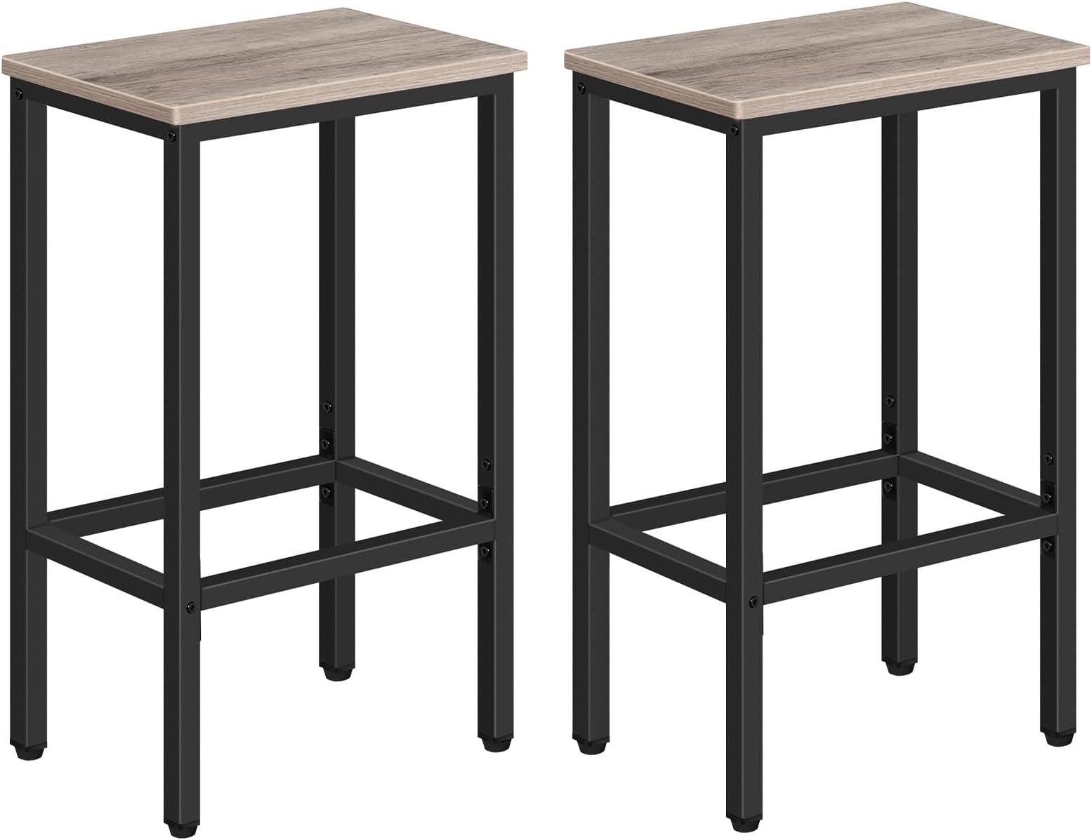MAHANCRIS Bar Stools, Set of 2 Bar Chairs, Kitchen Breakfast Bar Stools with Footrest, 25.8" Dining Stools, Rectangular Industrial Bar Chairs, for Dining Room, Kitchen, Greige BAHG0101Z