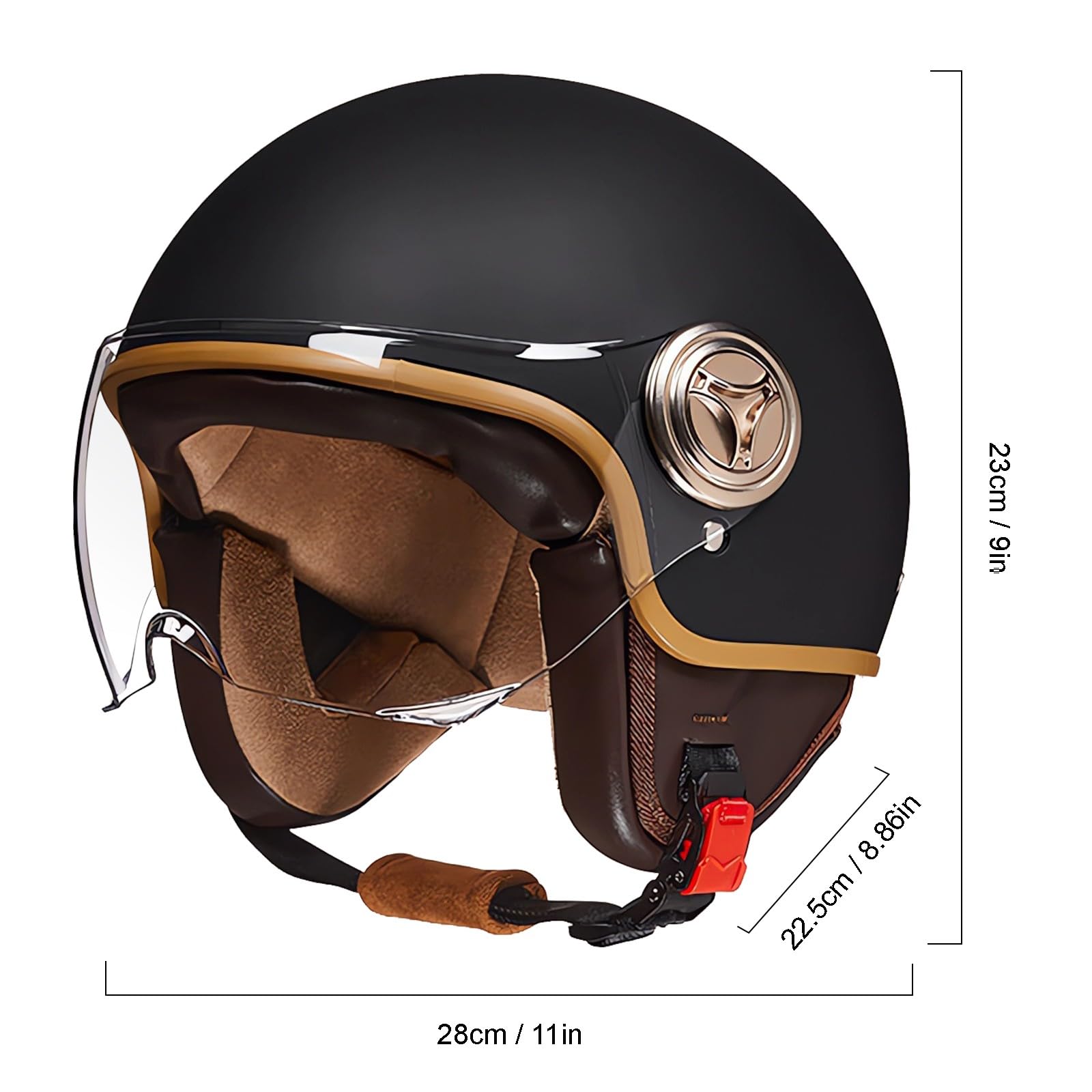 Vespa 3/4 Halber Motorradhelm,Retro-Motorradhelm,ECE-Zugelassener Elektroroller-Kinder-3/4-Motorradhelm Für Vespa,ATV, Moped 5