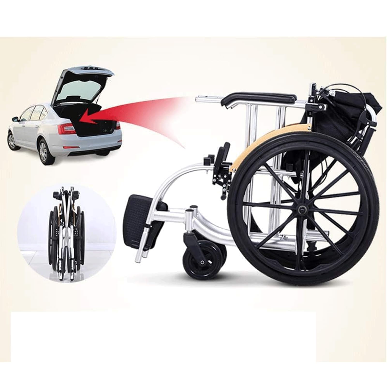 Silla de Ruedas Manual Ligera Silla de Ruedas Plegable de Transporte para Adultos Scooters de Movilidad Silla de Ruedas/a