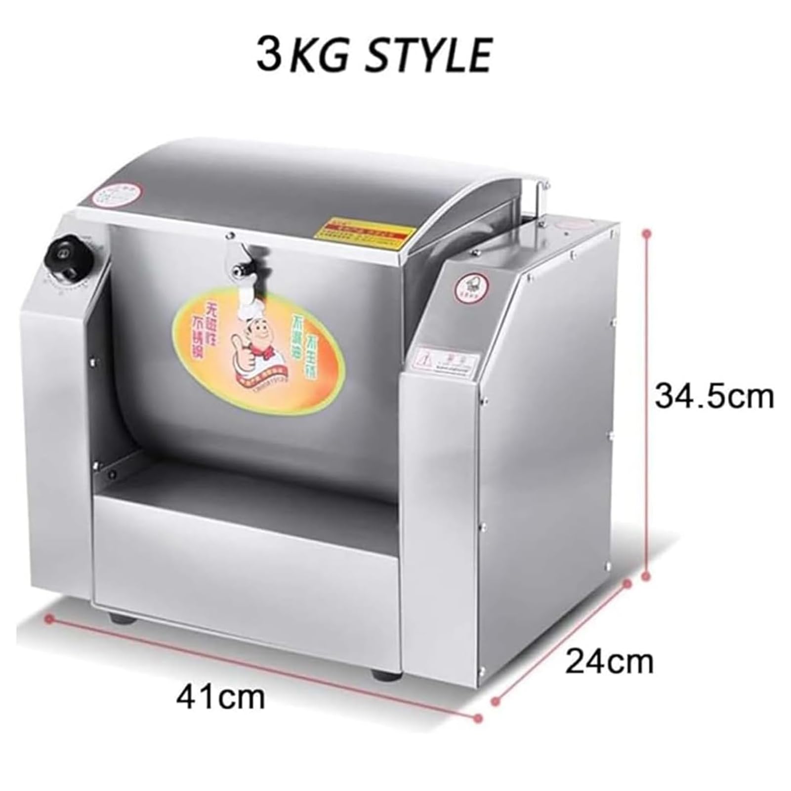 Batidora Industrial de Acero Inoxidable de 1100 W/1500 W, amasadora eléctrica de Cocina con Temporizador para Pan, Pizza y Fideos - Batidora de Alta Resistencia