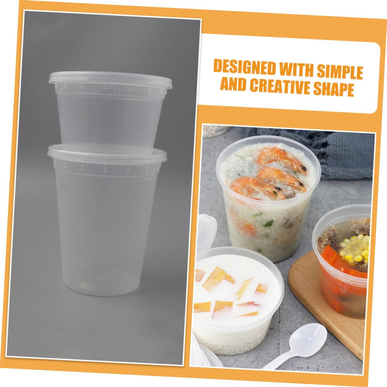 jojofuny 50pcs Disposable Soup Bowls with Lids, 16oz 32oz Portion Cups, High and Low Temperature Resistant Takeout Food Containers for Catering and Meal Prep