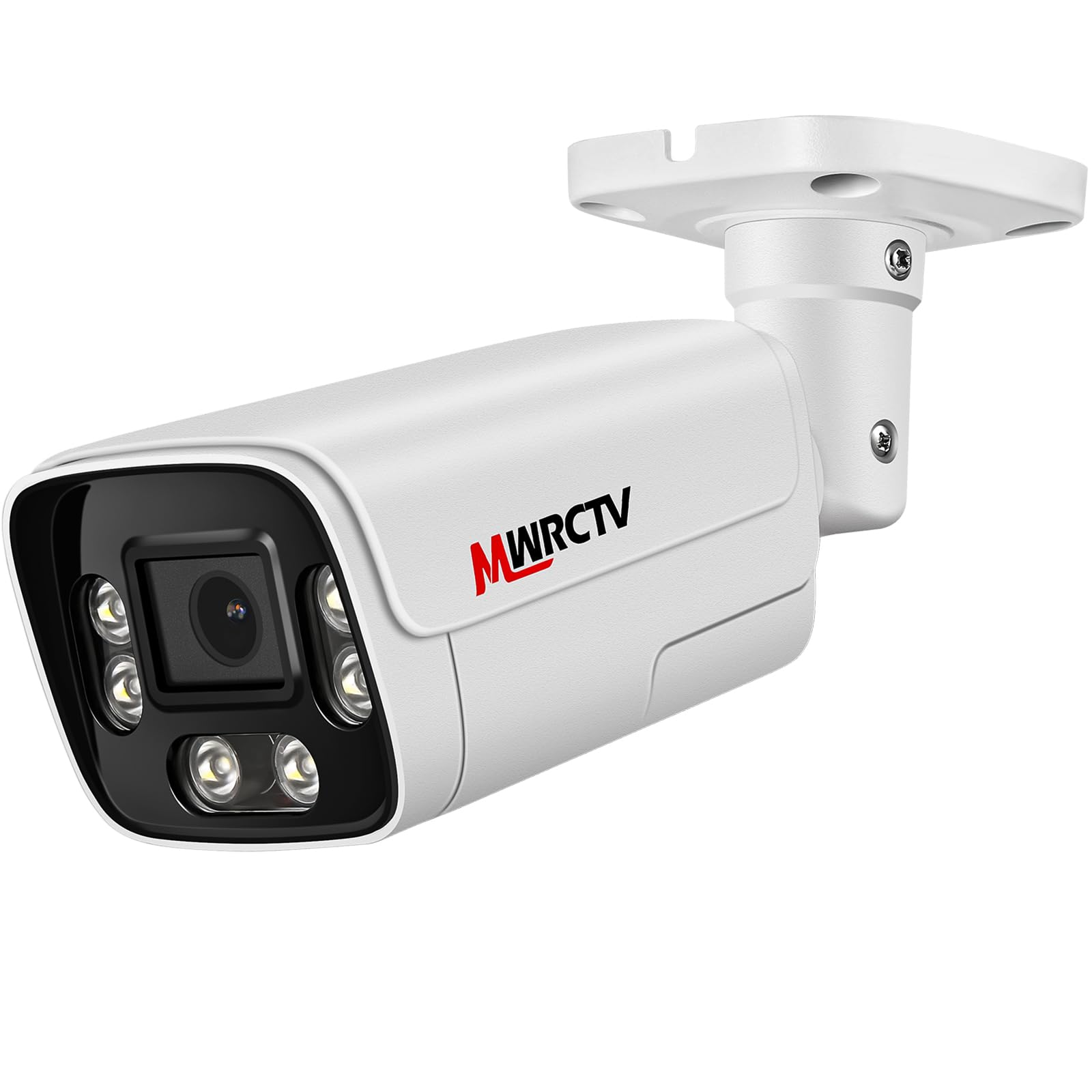 MWRCTV 8MP UltraHD POE Security Camera Audio POE IP Bullet Camera 2.8mm 110°Wide Angle Lens,AI Human/Vehicle Detection,Color Night Vision,Full Metal