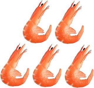 Levemolo 5pcs Artificial Shrimp Mini Toy Halloween Props Mini Toys for Kids Fake Shrimp Model Simulation Fish Meat Artificial Seafoods Restaurant Decor Fake Shrimp Prop Shrimp Ornament PVC