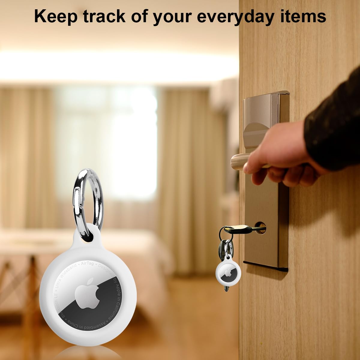 ELZO 4 szt. Tag Keychain, PU Leather Case Compatible with AirTag (2021), Anti-Loss, Fit For School Bags, Portfele, Brelok Clovers.