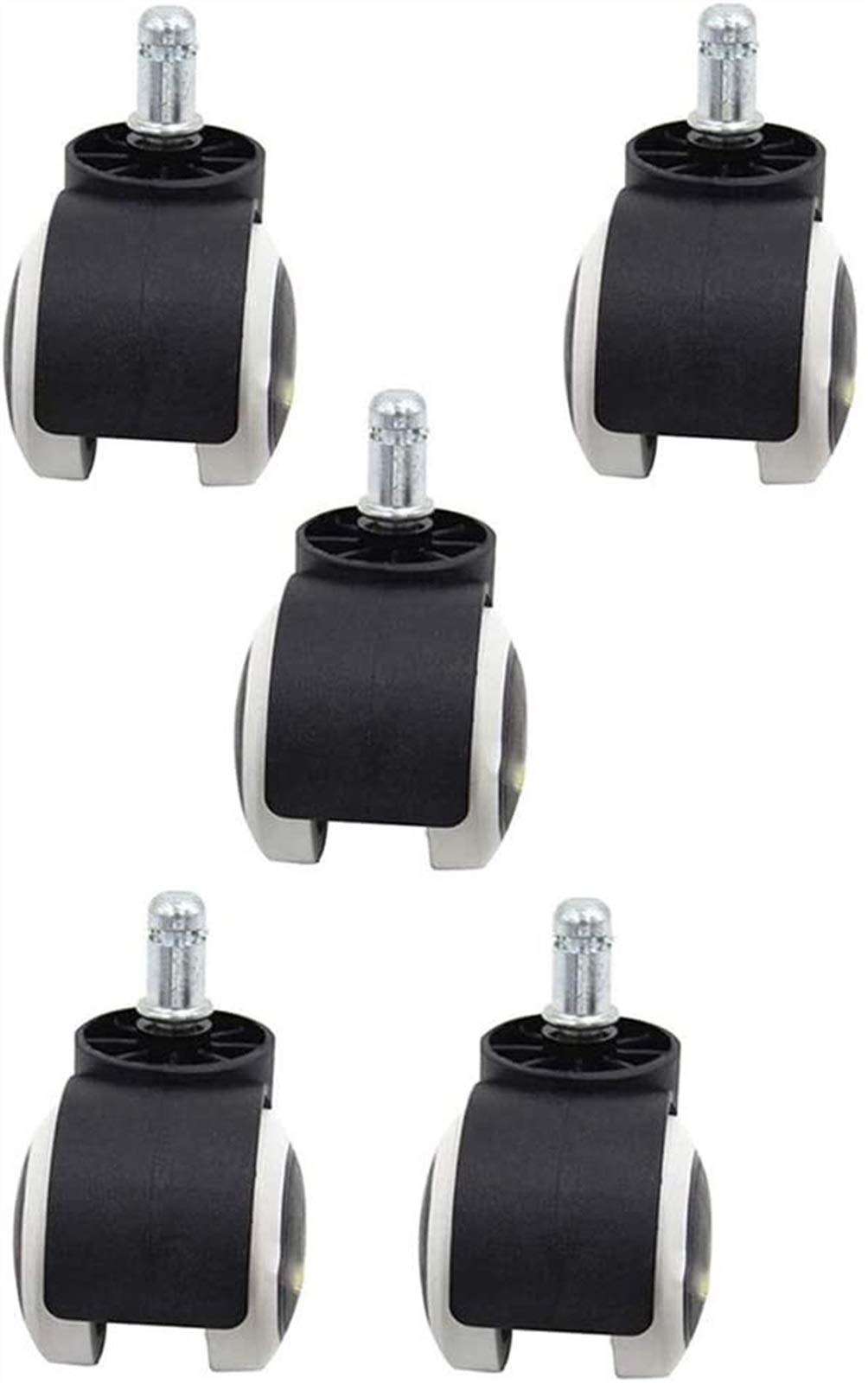 YJYGR 2 Inch Floor Protecting Rubber Office Chair Caster Wheels (Set of 5) Standard Stem Size - Black/White (Color : Insert Wire) (Color : Insert Wire)
