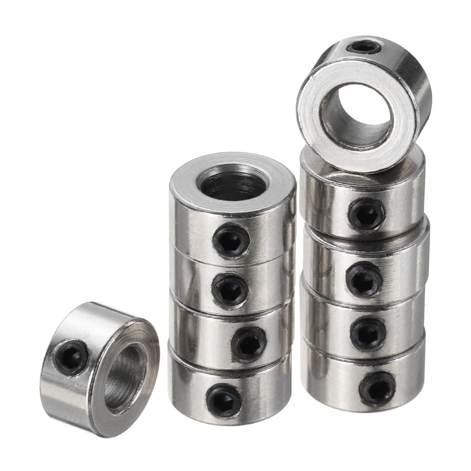 uxcell 10pcs 5mm Shaft Lock Collar T5 Lead Screw Lock Ring, Stainless Steel Set Screw Collars