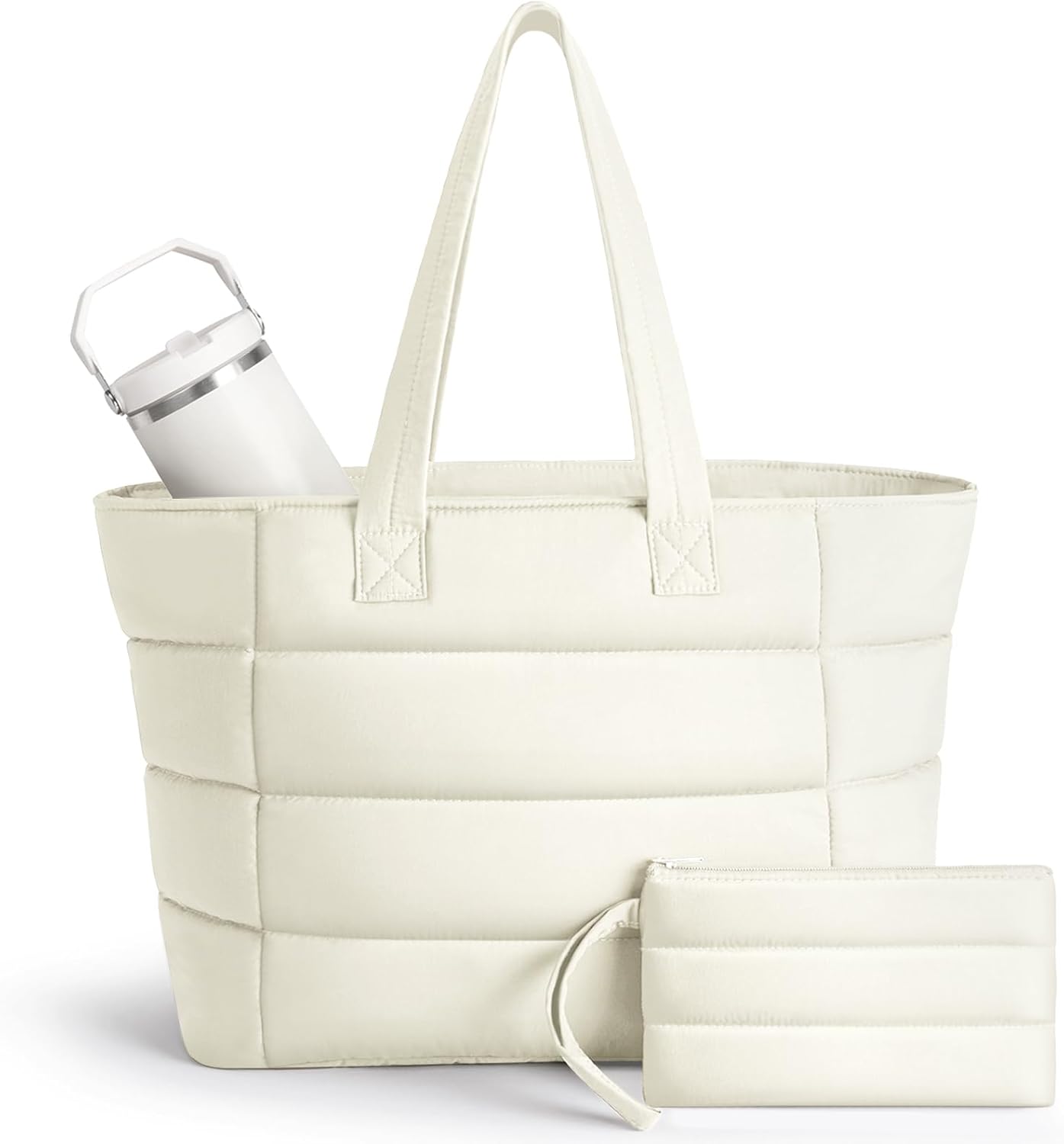 Puffer Tote Bag for Women, Lightweight Puffy Shoulder Bag with Handbag for Travel, Work, Gym, Laptop Bag for Nurse Teacher