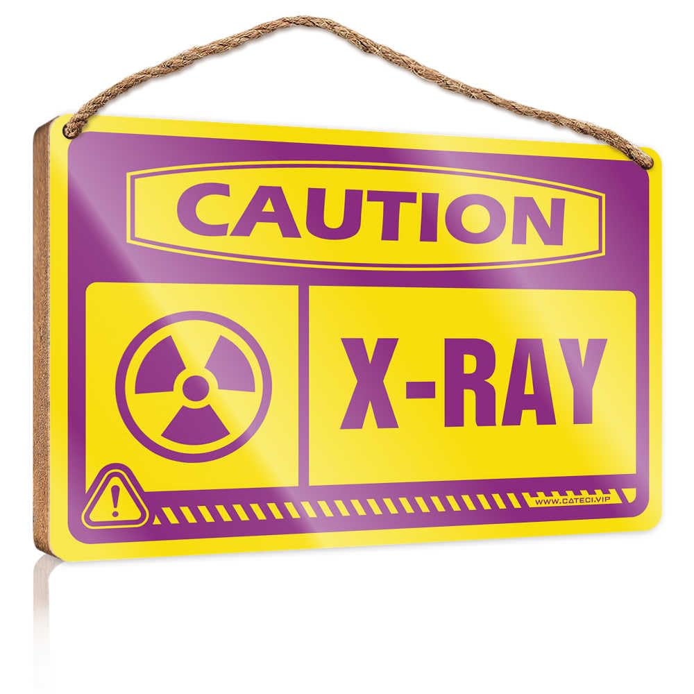 HMQW Diy Door Front Sign Caution X-Ray Wooden Sign Funny Bathroom Signs Porch Decor(15X28CM)