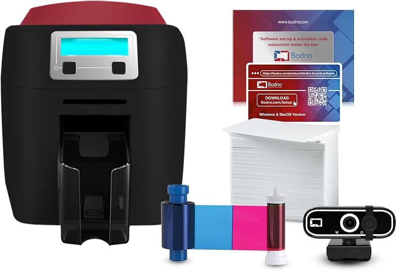 Bodno Magicard 400X Single Sided ID Card Printer & Complete Supplies Package ID Software - Bronze Edition