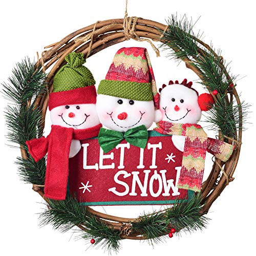 Lvydec Snowman Wreath Christmas Decoration - 15 Inch...