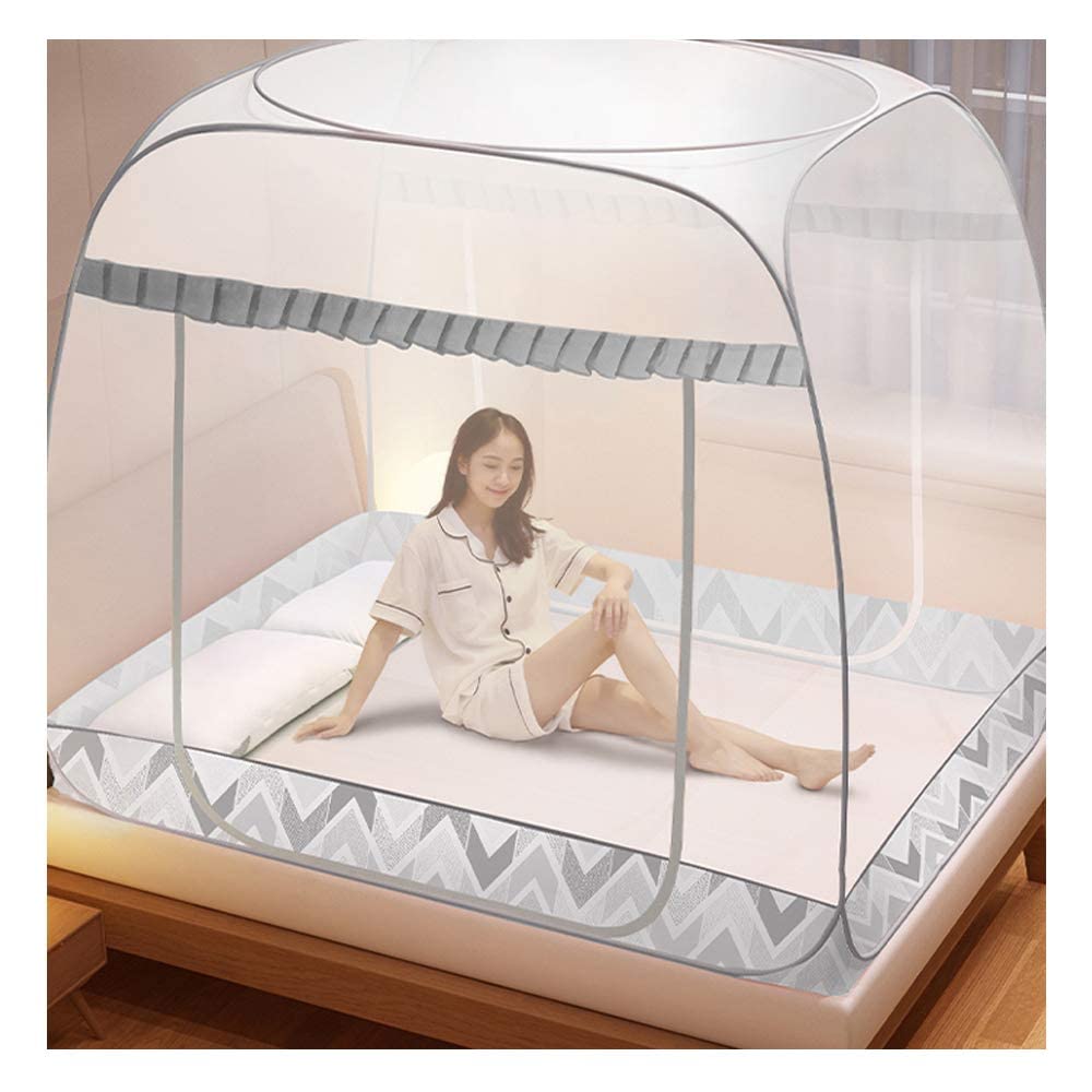 GJMSSMY Foldable Pop Up Mosquito Net Bed Canopy Portable Travel for Single/Double Bed Camping Tent Netting,1.2 * 2m,6