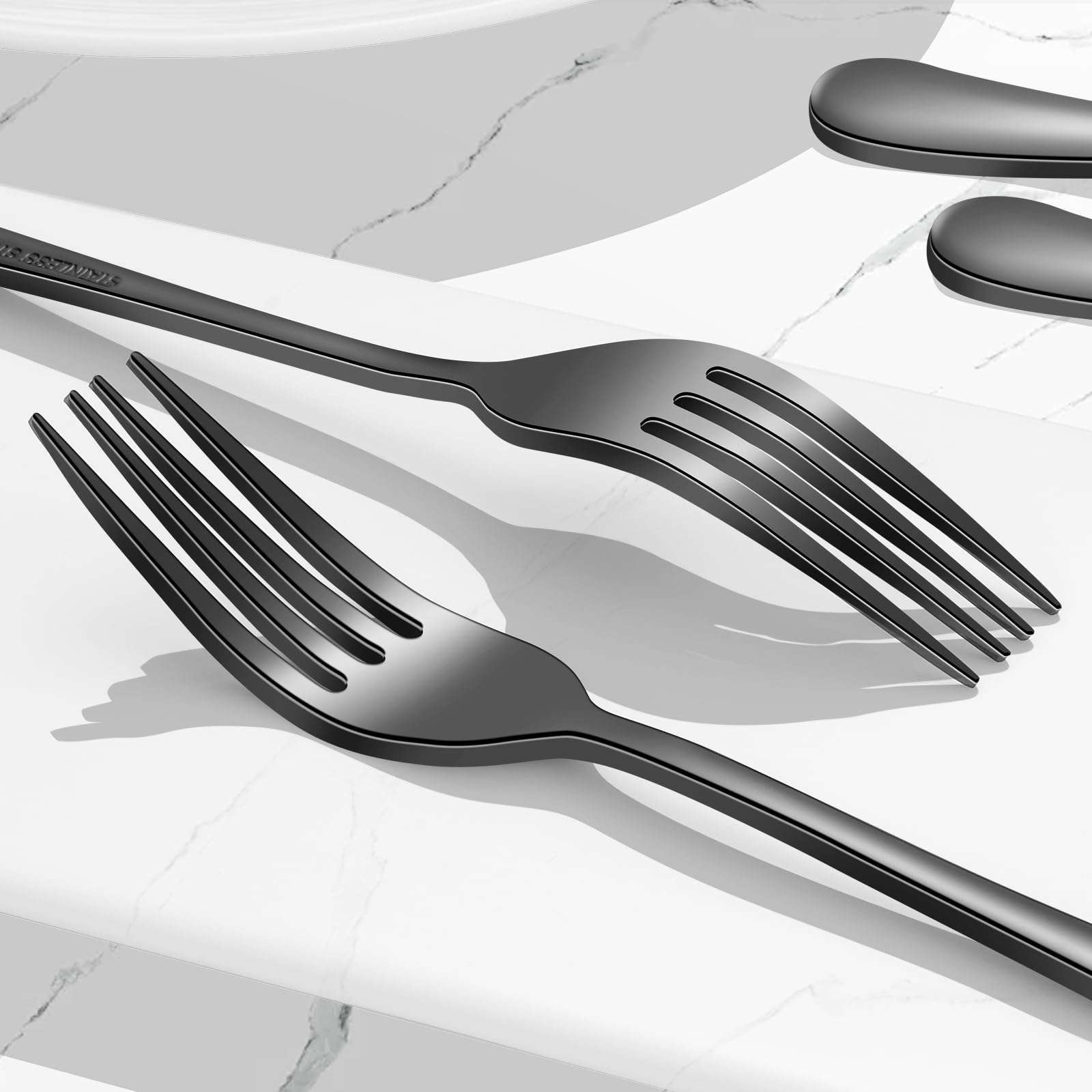 12-Piece Black Dinner Forks, Forks Silverware (8 inches), Food Grade Stainless Steel Flatware Fork, Mirror Polished & Dishwasher Safe, Using for Home, Restaurant or Kitchen, Black — Amazon image 7