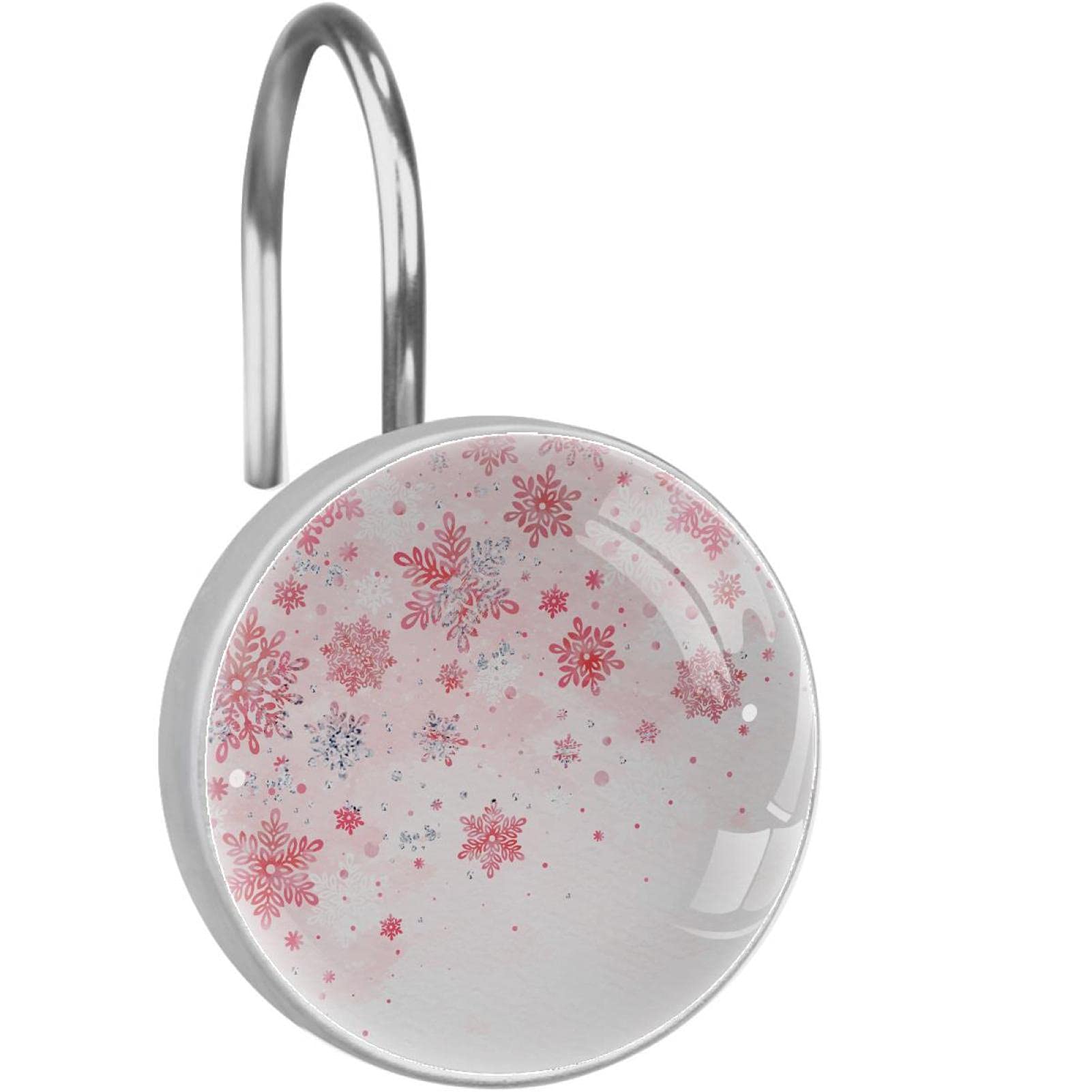 Anneaux de rideau de douche flocon de neige rouge pour décoration de salle de bain