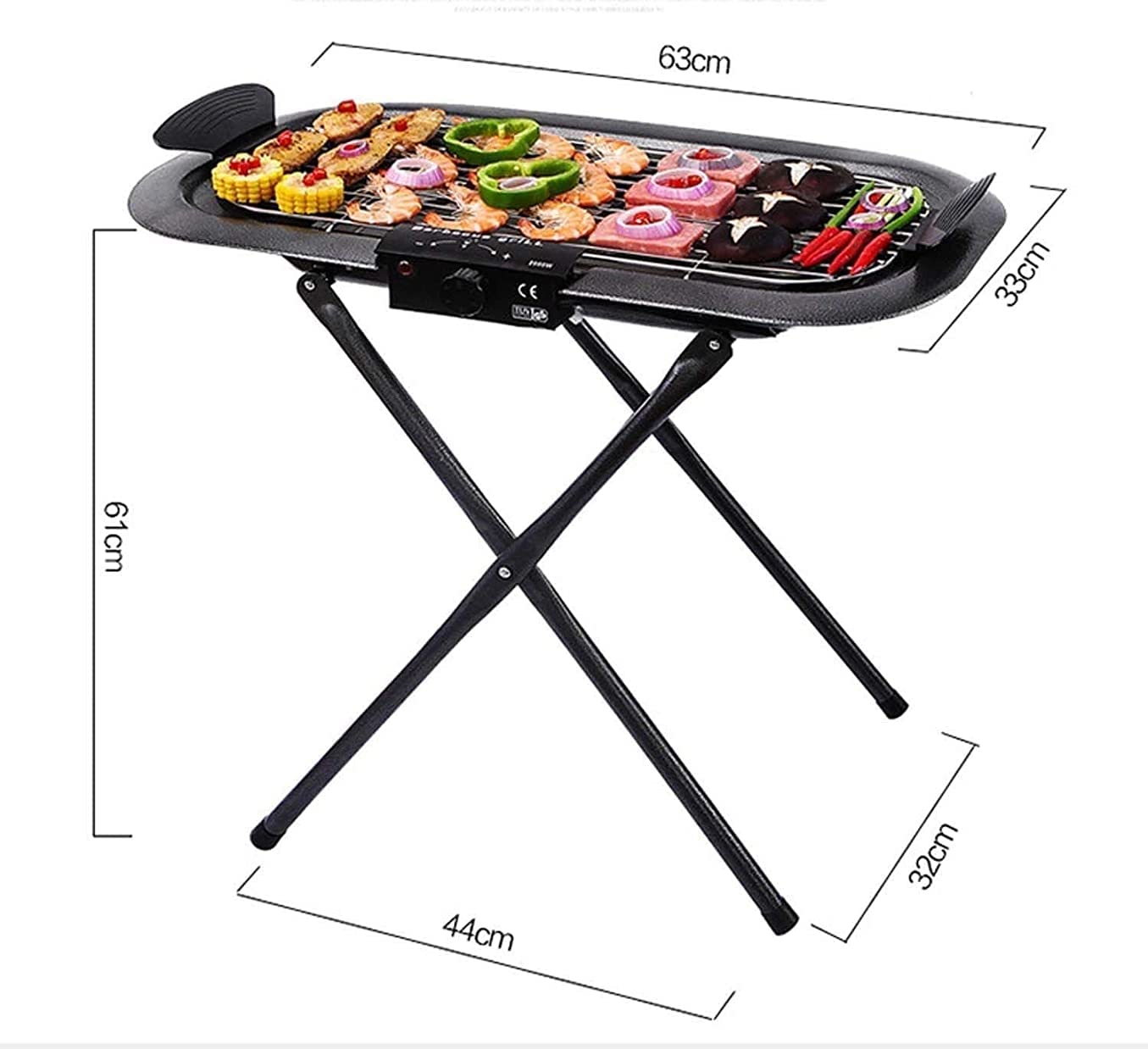 Parrilla Eléctrica Plancha de Asar Parrilla de Barbacoa Multifuncional, Parrilla de Control de Calor termostático Ajustable, Plancha Antiadherente de fácil Limpieza, portátil 1013