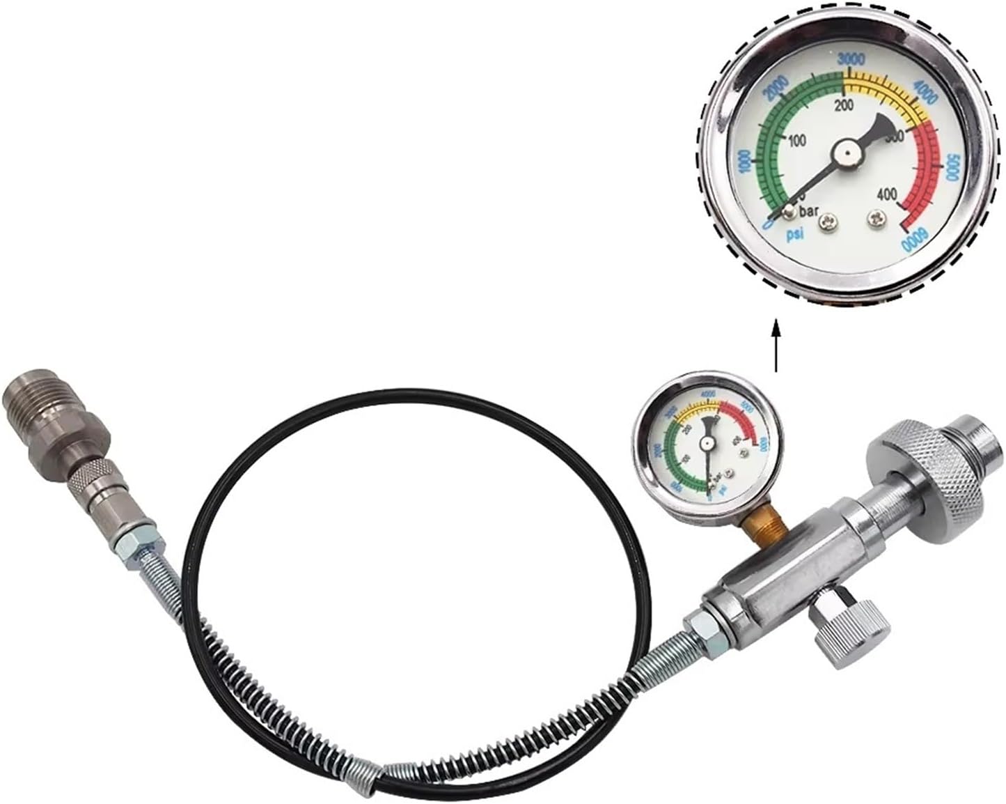 Scuba Diving Tank Air Transfer DIN To Fitting Adapter Adaptor For Filling Charging 24'' Hose 232 300Bar(1 Kit with hose)