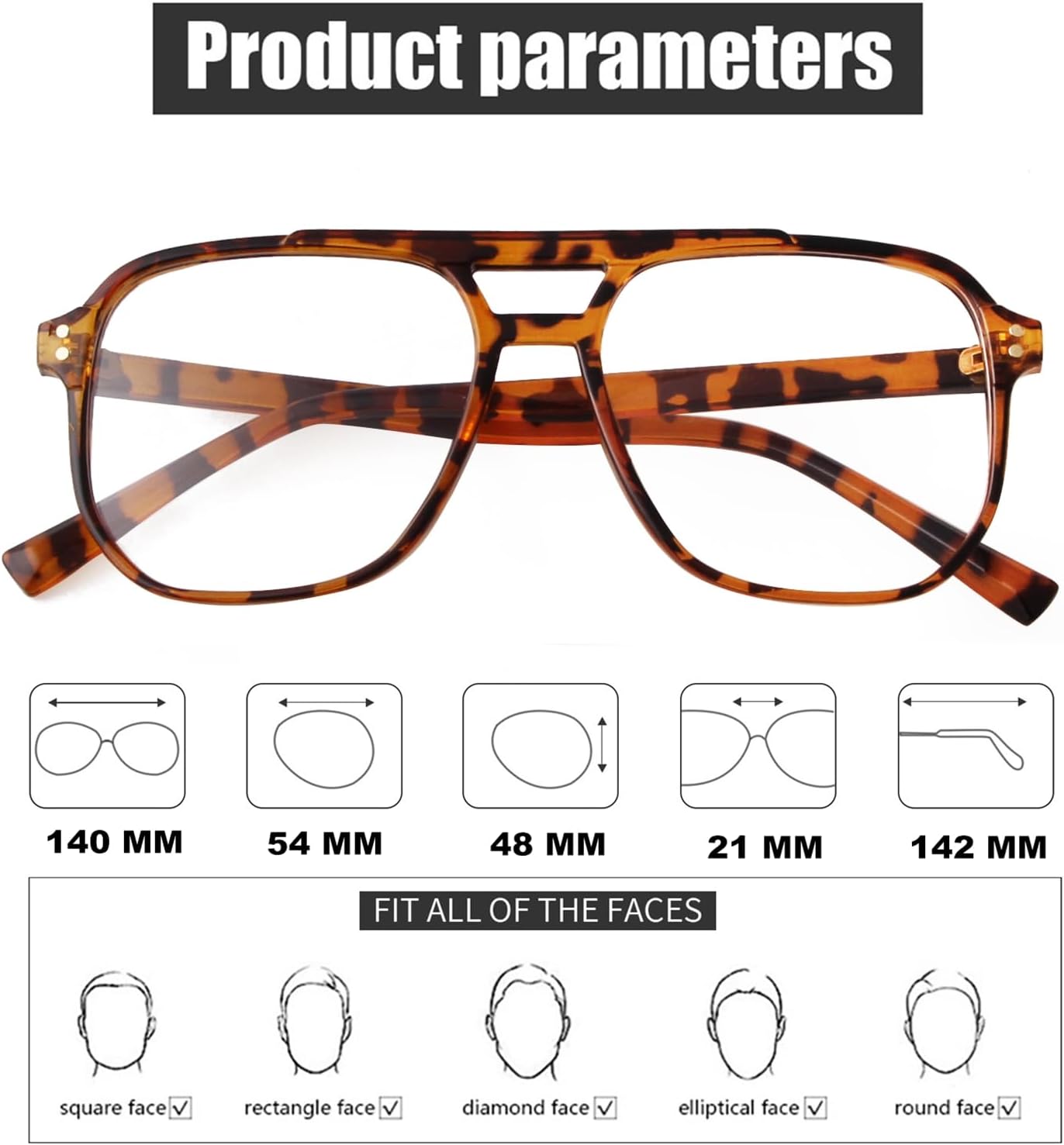 ADE WU Aviator Blue Light Glasses for Woman Tortoise Shell Bluelight Glasses Womens Fashion Oversized Big Large Eye glasses Frames - Image 7