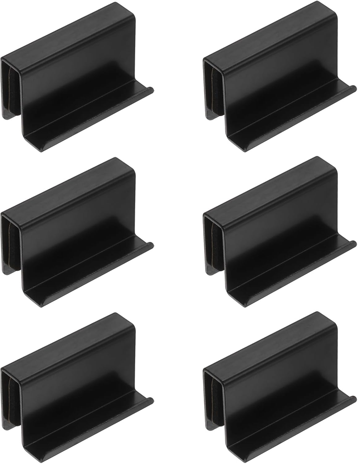 uxcell 6Pcs 1.6 Inch Glass Finger Edge Pull, Steel Window Display Door Clips, Concealed Cabinet Door Handle for Drawers, Wardrobes, Display Glass Case, Furniture, Black