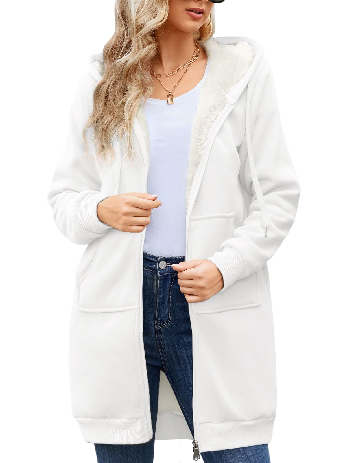 Svanco Hoodies Dames Sweatshirt met Capuchon Sweatshirts Dames Jas met Ritssluiting Hoodies Lange Mouwen Sweatshirt met Zakken Outwear Dames Lang Dames, Blauw, M