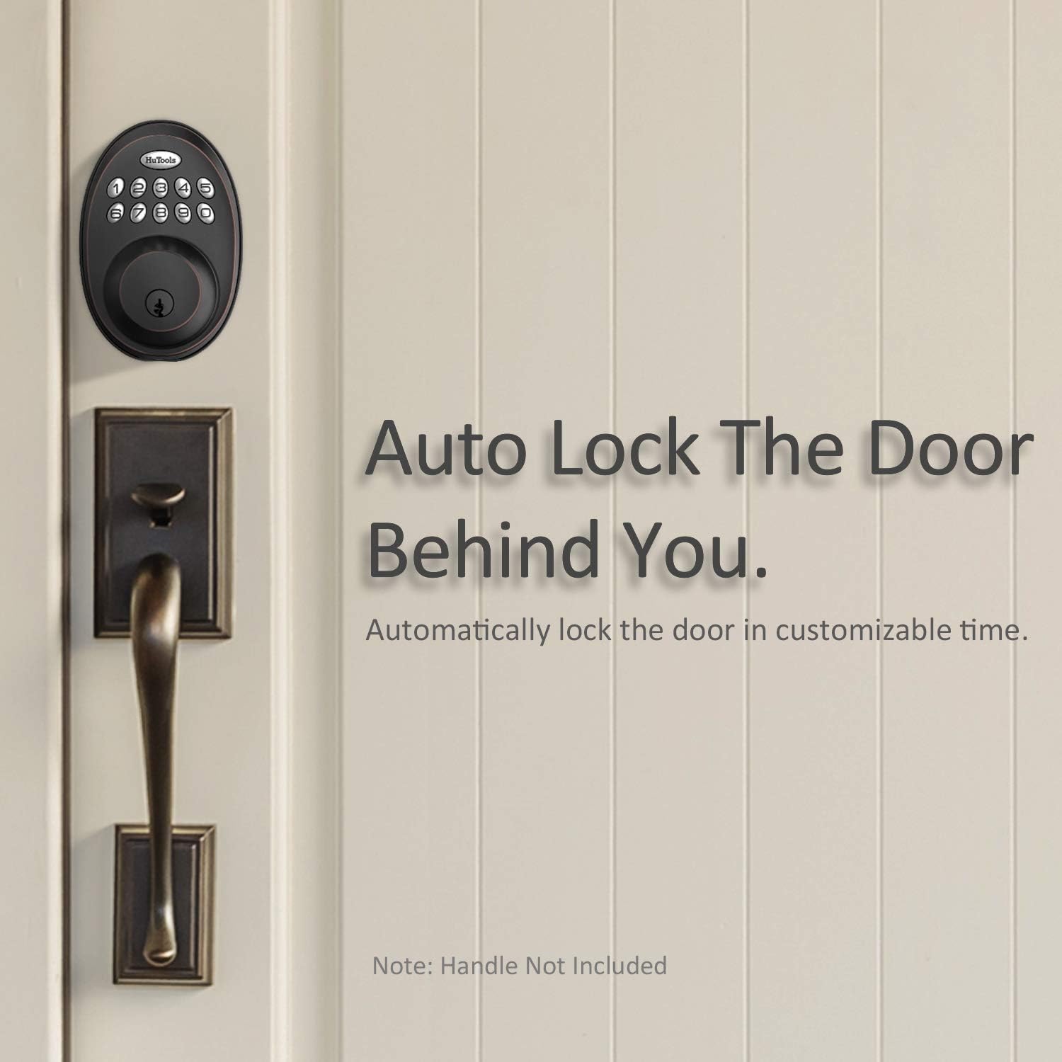 Keyless Entry Door Lock Deadbolt, HuTools Gate Locks with Keypads, Electronic Keyed Lock with 20 User Codes, Auto Lock, 1 Time Code, 1 Button Locking, Oil Rubbed Bronze