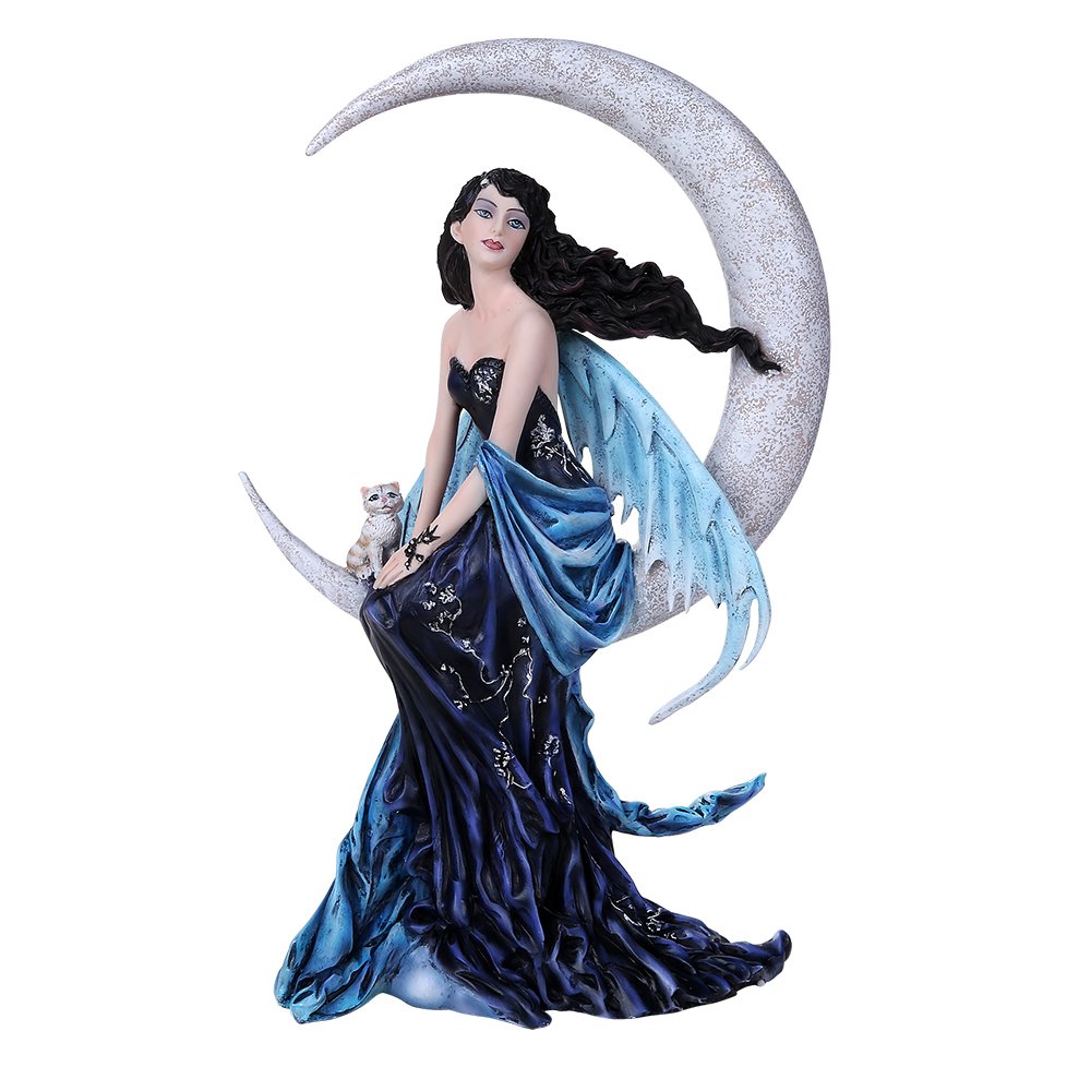 Pacific GiftwareNene Thomas Indigo Moon Fairy Woman Sitting on Crescent Moon Statue Figurine