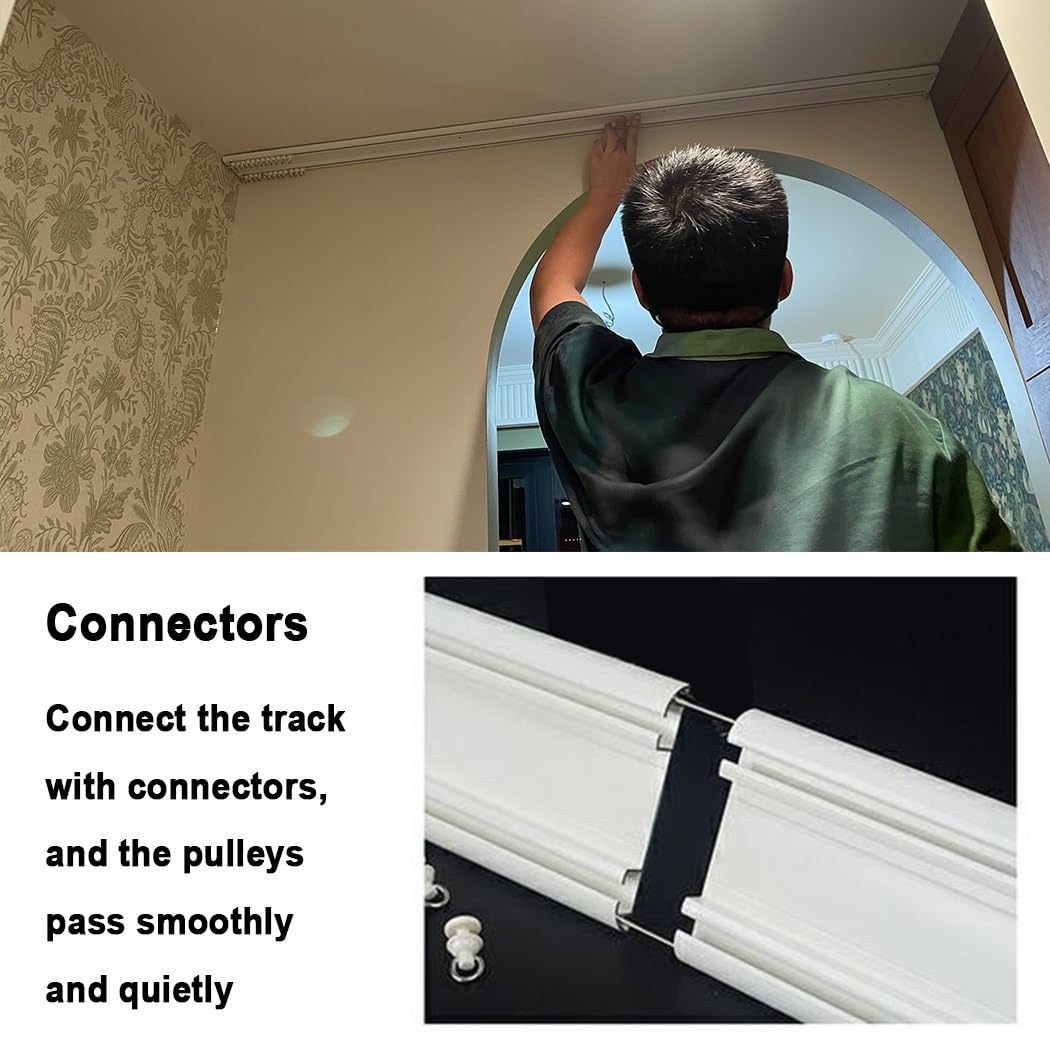 Rail De Rideau Double Pour Fenêtre, Rail Rideaux Plafond Longueur De 50 À 600 Cm, Rail De Plafond En Aluminium Métal Blanc Pour Diviseur De Pièce(110cm/3.6ft)