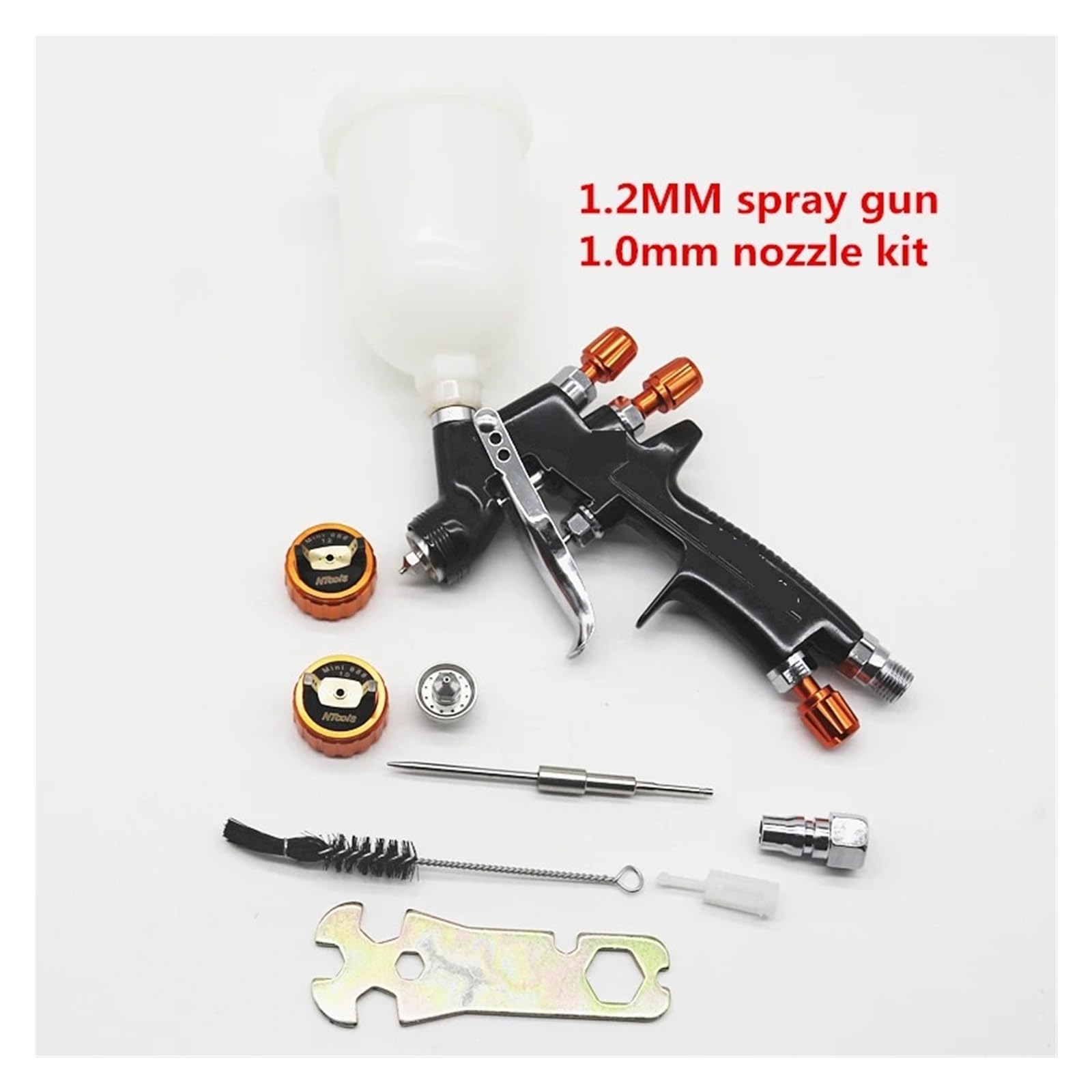Pistolet Natryskowy 1,2 MM Zestaw Dysz,0 400CC/250CC Zbiornik Na Sprężone Powietrze Z Kubkiem Do Mieszania Farb I Adapterem Mini Malowania Natryskowego(TWO Nozzle)