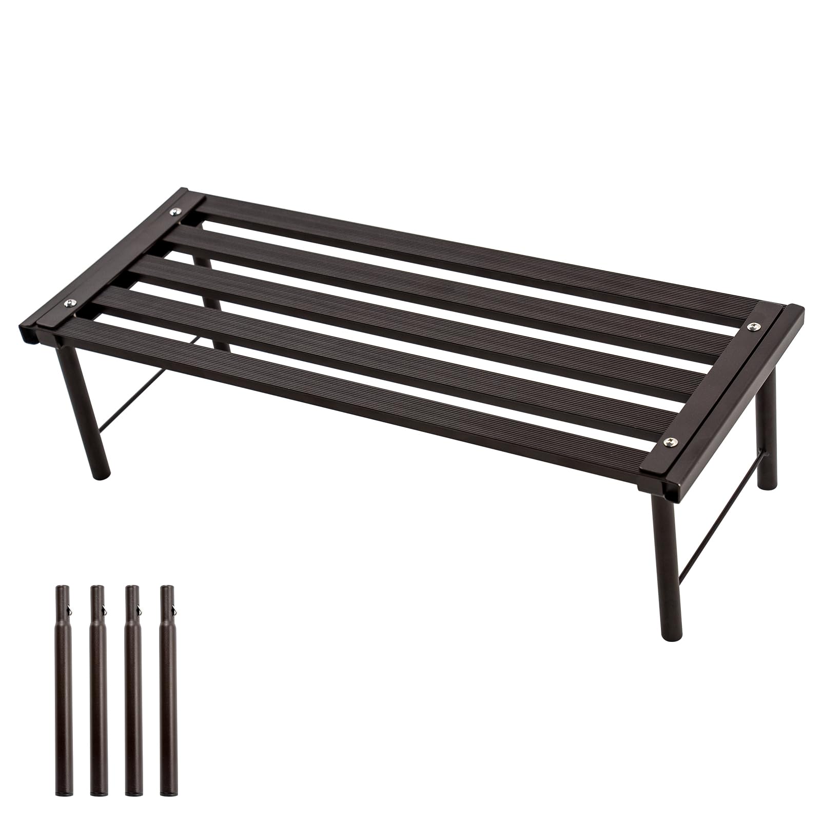 Support pot de fleurs métal 60cm ébène antirouille pour terrasse et salon