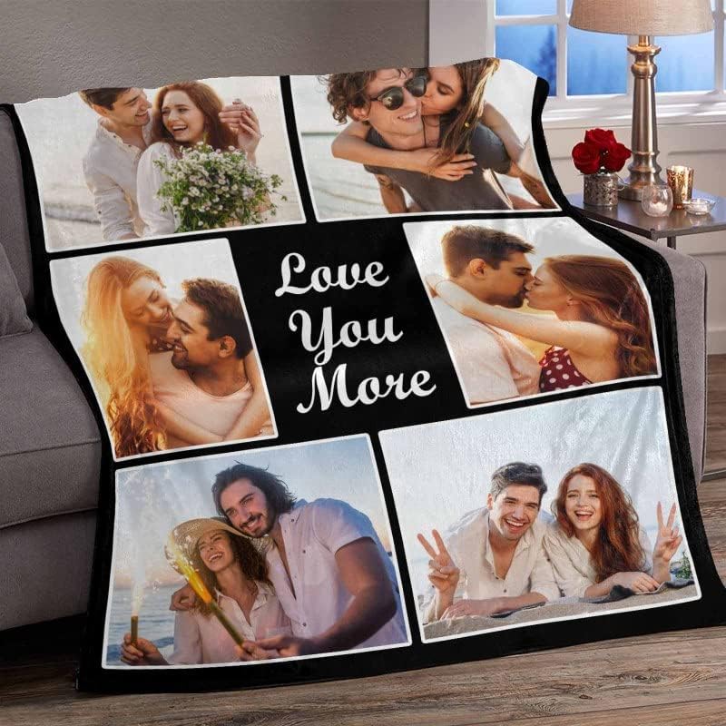 Miniatura 4 de Manta personalizada con fotos, texto, fotos personalizadas, collage, regalos personalizados para él, su amante, aniversario, cumpleaños, regalos