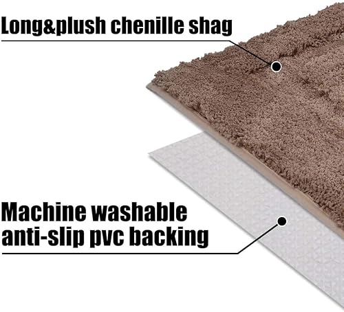 Miniatura 5 de TOMORO Alfombra de baño antideslizante de microfibra, extra absorbente y de secado rápido, alfombra de baño suave de lujo para puerta de hotel,