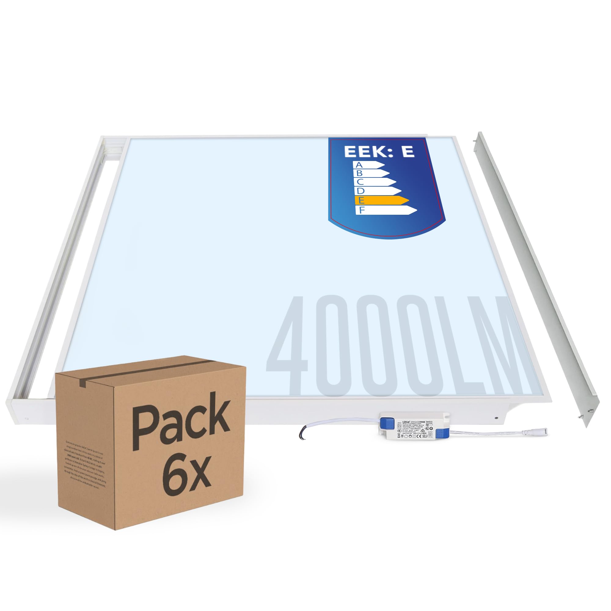 LECOM LED Panel 62x62 cm Kaltweiß 6500K 4000lm Aufputz mit Aufbaurahmen