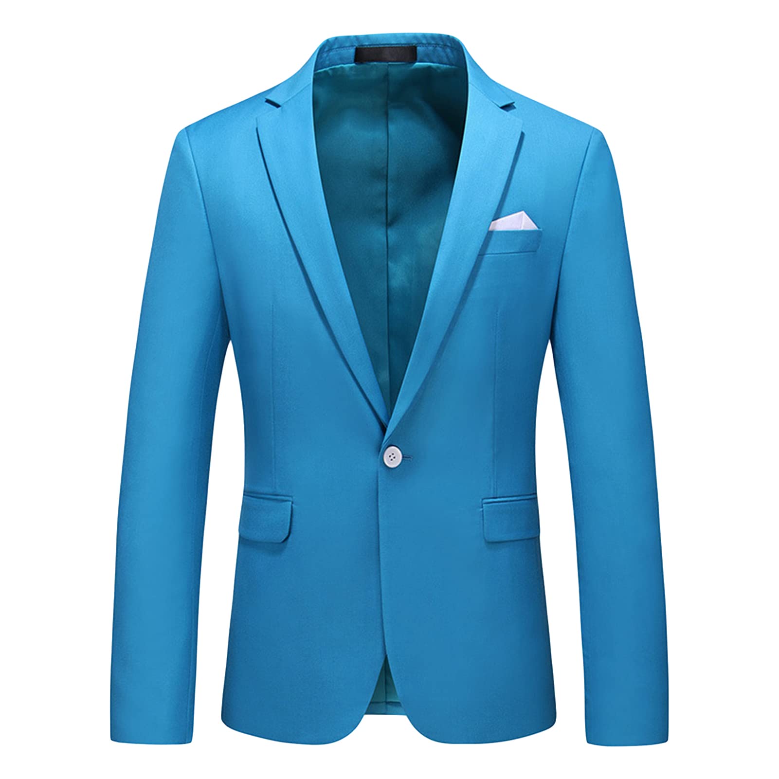 Men's Slim Fit Double Breasted Jacket Slim Fit Business Daily Prom Blazer Peak Lapel Groom Wedding Party Suit Coat (Blue 3,4X-Large)