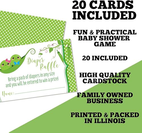 Miniatura 2 de Two Peas In A Pod Twin Boy and Girl - Boletos para rifas de pañales para baby showers, 20 tarjetas de inserción de doble cara de 2 x 3 pulgadas para